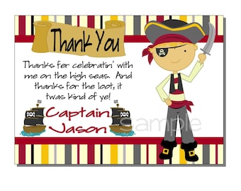Pirate Thank You Card Birthday Party - DIGITAL or PRINTED