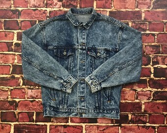 Vintage Levis Denim Jacket Jean Jacket Acid Wash Levis Denim 80s Jacket in Blue