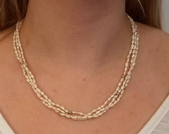 14k Gold Closure/Beads with Rice Pearls 16"