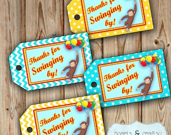 Curious George Party Favor Tags / Gift Tags - Two Styles - Instant Download FILE to PRINT DIY