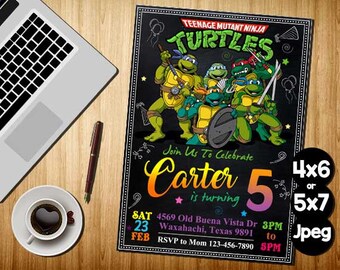 Ninja Turtle Invitation, Ninja Turtles Party, TMNT invitation, Teenage Mutant Ninja Turtle invitations, TMNT Birthday Invitation, TMNT Card