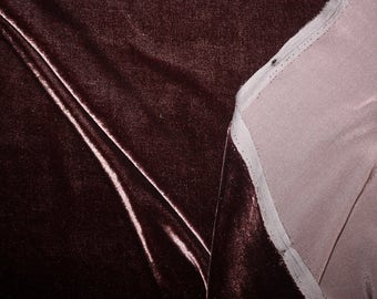 Chocolate Brown Silk Velvet Fabric 45" Wide Per Yard