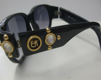Emmanuel Khanh EK Sunglasses Circa 1980s Limited Private Eye w/ Mother of Pearl / Gold Accent