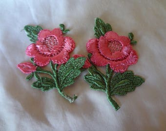 Appliques 1970's Sew-On Pink Flowers Dead Stock Never Used