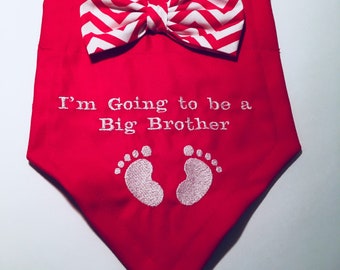 Dog Bandana, Big Brother, Gender Reveal, I'm Going to be a Big Brother, Bow Tie, Over the Collar, Baby, Gift Baby, Pregnancy Announcement