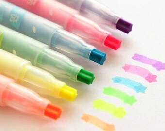 Set of 6 candy color Highlighter pens, Set of 6 color pens, color pens