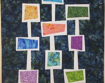 Art Quilt Wacky Colorful Windows, Modern quilt, Abstract quilt, Wonky