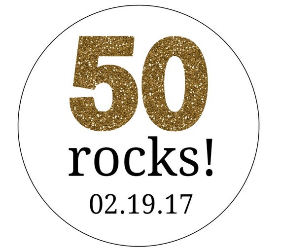 20 50 Rocks Stickers Gold Letters Birthday Favors Envelope