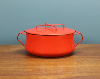 Vintage Dansk Kobenstyle Red Enamel 3 Quart Dutch Oven France Jens Quistgaard 60's 70's Retro Mid Century Modern IHQ Bakeware Cookware