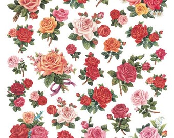 Classic Roses Stickers • Rose Flower Glitter Sticker • Botanical • Blossoms • Spring • Gardening • Floral Sticker • Roses Sticker (SK4911)