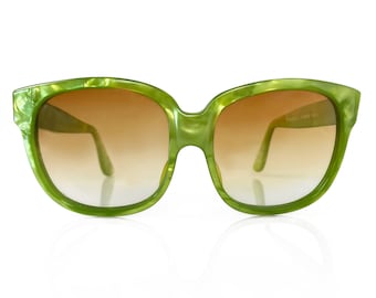 EMMANUELLE KHAHN Vintage Green Oversized Sunglasses 1970s/1980s