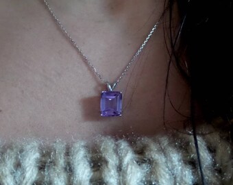 Amethyst Necklace Sterling Silver/ Genuine Amethyst Necklace/ Silver Amethyst Necklace/ February Birthstone Necklace/ Amethyst Gemstone