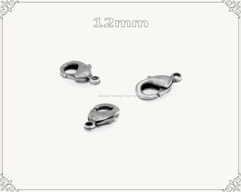 20 pc.+ 12mm Solid Brass Lobster Claw Clasp - Antique Silver color