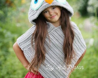 Owl Poncho Crochet Pattern, Owl Poncho, Hooded Poncho, Hooded Owl Poncho, Owl Hood, Owl Blanket, Hooded Owl Blanket, Crochet Owl, Poncho