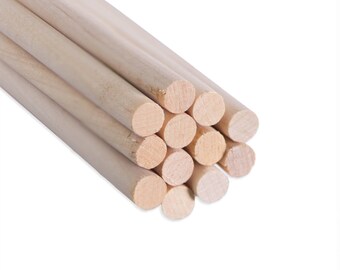 12Pack Wood Dowel Rod, Tapestry Making Woodworking Supplies, Size 1/4" x 6" or 1/4" x 12" Long!