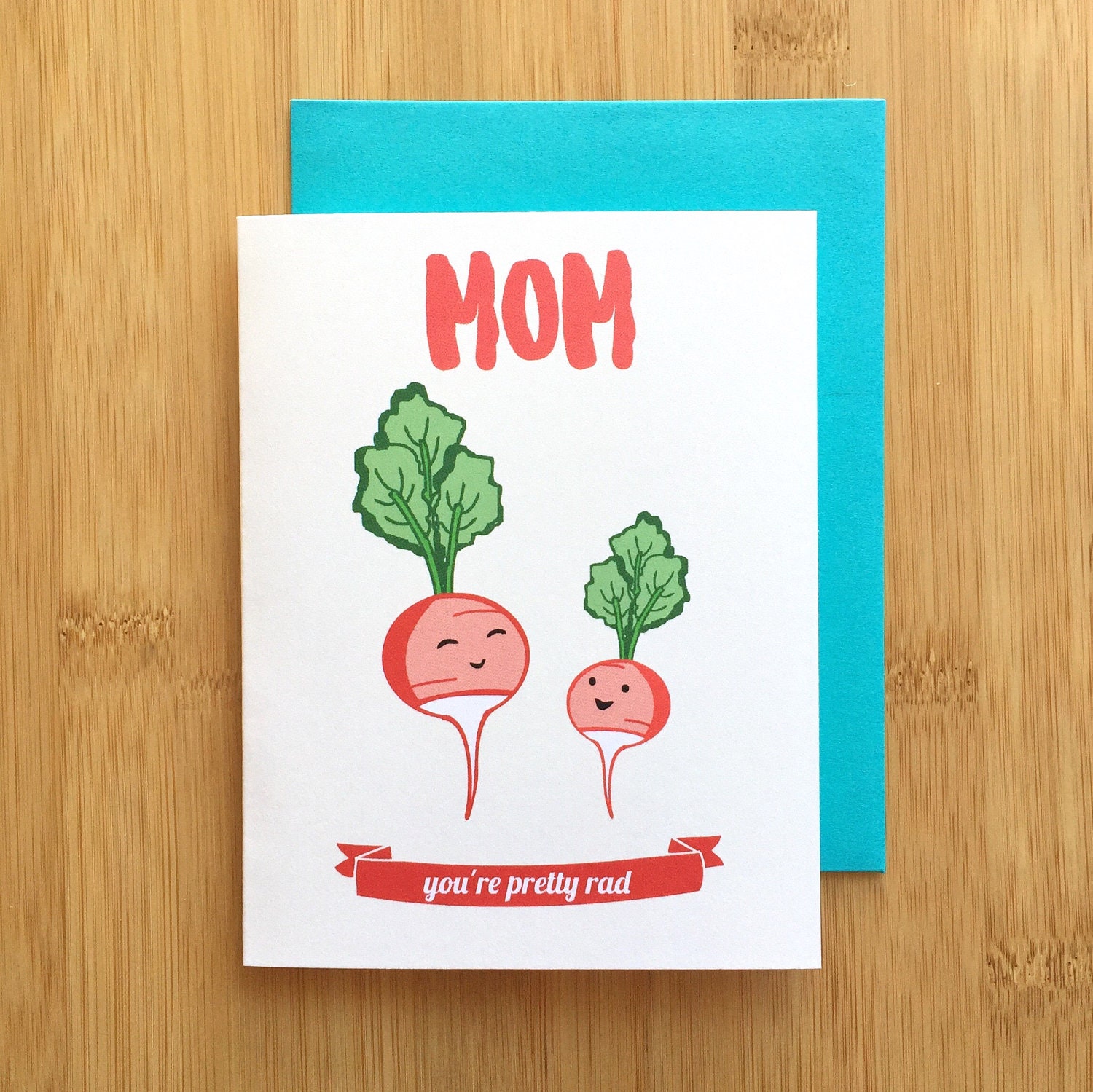 Radish Mom Card Mothers Day Card Mom Birthday Card Gift For Mom Punny Mother Card