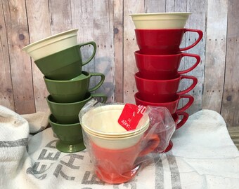 Vintage Solo Cozy Cups/Lifetime Holders/Set of 10/Green/Red