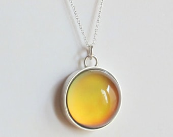 Mood Necklace Sterling Silver 925 big stone color changing