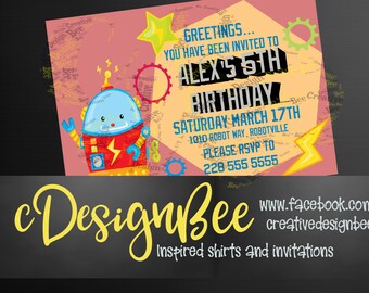 Robot Boy Party Invitation