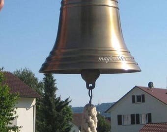 Massive, large ship bell -black-old brass start-protected-1500g- D 15cm