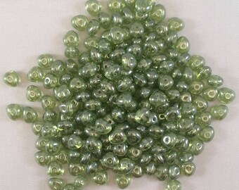 Potato Beads, 4x6mm, Olivine Shimmer, 212D/5023144/46, 25 Beads, Czech Glass