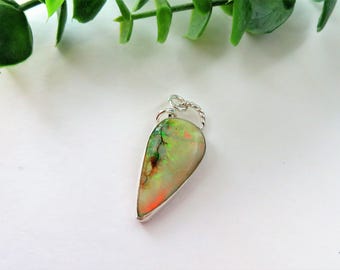 Fiery Cultured Opal Sterling Silver Pendant