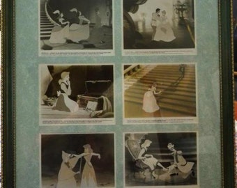 WALT DISNEY CINDERELLA 6 – 8” X 10”Black and White 1940's Press Release Photos Custom Framed and Matting One of A Kind