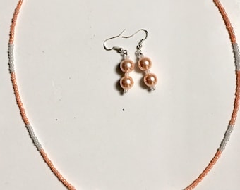 Peaches & Cream necklace/earring set
