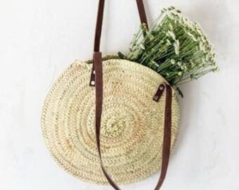Runde Tasche, Rucksack in Palm, Tasche Tote lange Griffe, Leder, S, M, L, XL, Sommer Tasche, runden Korb, Sommer Tasche Shooping, Stroh Tote.