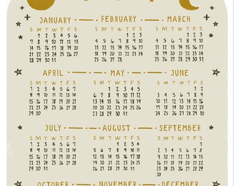 2018 MINI Moon Phases Year Calendar