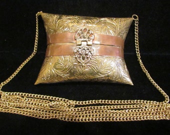 Vintage Purse Brass Purse Copper Purse 1930s Art Deco Shoulder Bag Pillow Purse Wedding Purse Change Purse Evening Purse Excellent Condition