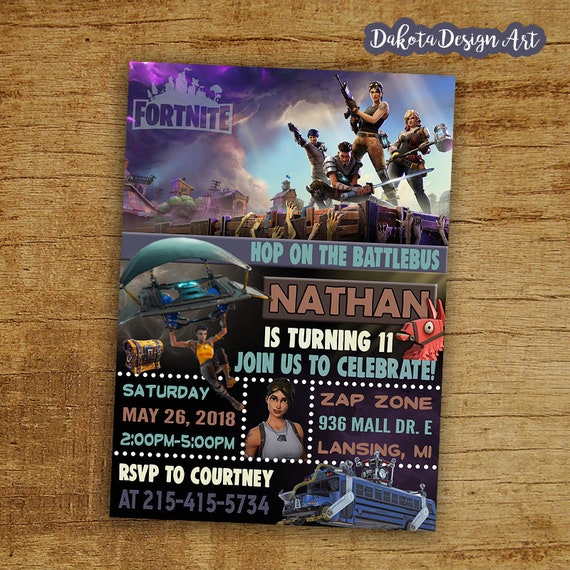 fortnite battle royal personalized birthday party invitations christmas holiday - fortnite birthday invitations templates