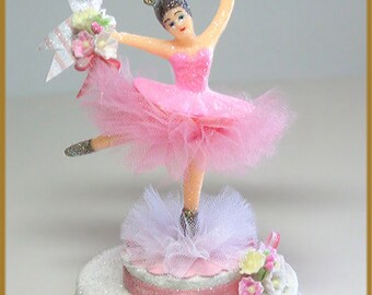 Vintage Pink Ballerina Cake Topper
