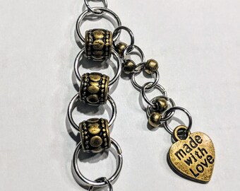 Handmade keychain with gold,bronze, and silver accent charms and beads