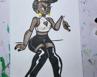Original bride of Frankenstein inktober Halloween drawing