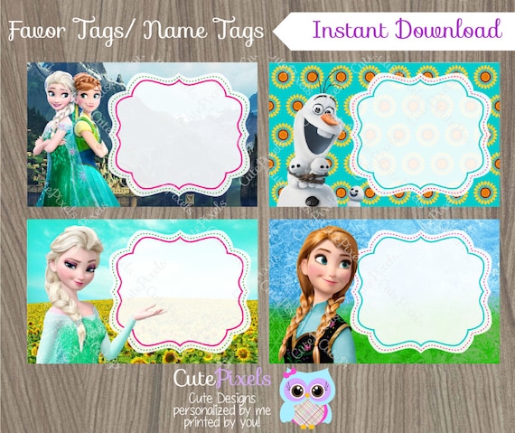 Frozen Fever Favor Tags Frozen Name Tags Frozen Favor