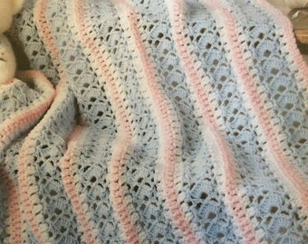 Blue and pink afghan