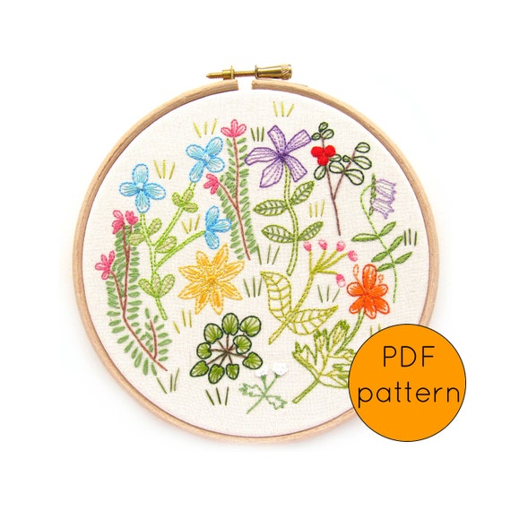 Wildflower Embroidery Pattern PDF Instant Download Hand