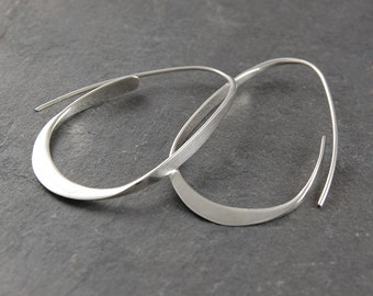 Silver Hoop Earrings, Hoops, 925 Silver Earrings, Statement Earrings, Modern Earrings, Drop Hoop Earrings, Minimal Earrings, Unusual Hoops