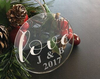 Personalized Couples Ornament, Personalized Wedding Ornament, Engagement Ornament, First Christmas Ornament Married, Custom Ornaments