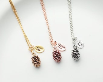 Rose Gold Pinecone Necklace Personalized Gift For Kids 3 Best Friend Necklace Leaf Necklace Pine Cone Necklace Planter Gift - 3PCN-L