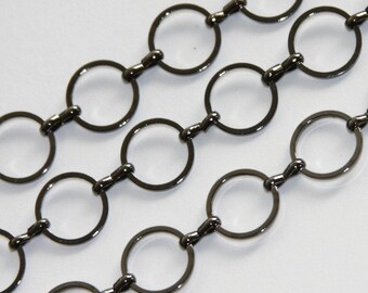 10 ft of flat gunmetal circle link chain 12mm