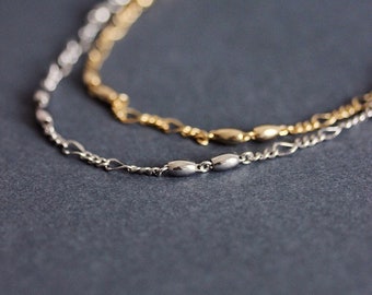 Gold Silver Tone Chain Neckace Two Strands Chain Necklace Modern Short Necklace Chain Statement Necklace Fashion Jewelry Unique Necklace