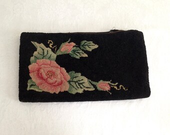Antique needlepoint clutch