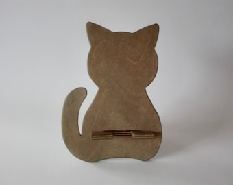 Wooden phone stand Cat, Phone holder for smartphone, Phone docking station, iPhone stand, Charging Station