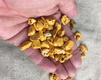Yellow-Orange Howlite / Magnesite Nugget Beads, 36" strand plus 6 ounces loose, about 2.5 strands, 12 mm, 1 mm hole, only 1 lot