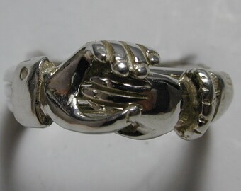 Three Band Sterling Silver or Gold Ladies Claddagh Puzzle Ring
