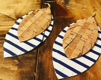 Leather and Cork Earrings