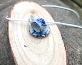 Cup and saucer necklace, Tea cup necklace, Tea lover gift, Gift for her.