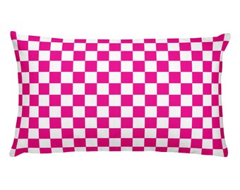 Pink Checkerboard Pattern Rectangular Pillow